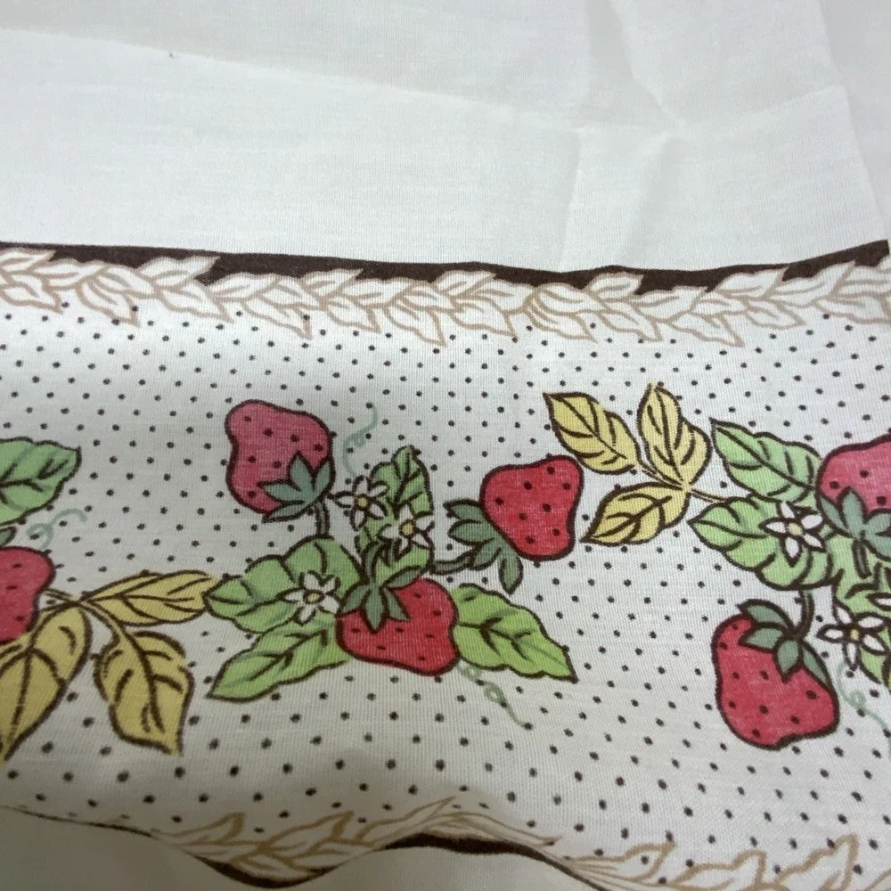 Vintage Strawberry Polka Dot Kitchen Rod Pocket Curtain Valance Tier Cream Red